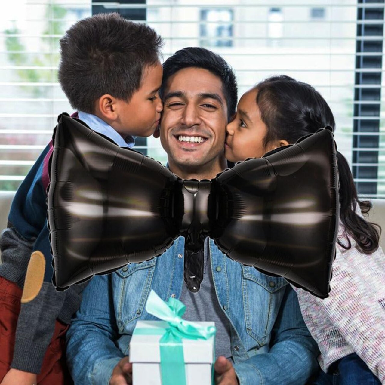 Father’s Day Bow Tie Balloons – 3-Pc Black Foil Balloon Set for Party Décor